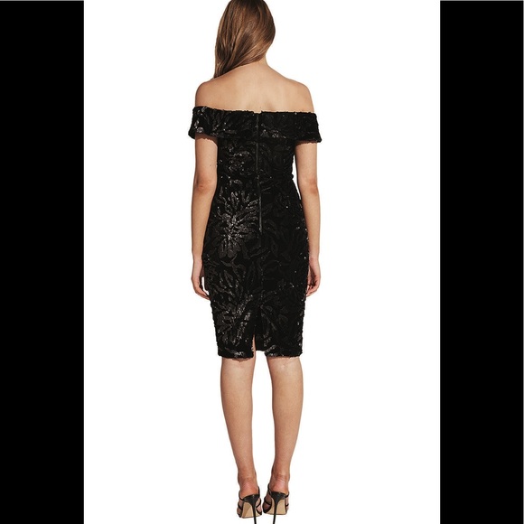 BARDOT SEQUIN VELVET DRESS IN BLACK XS EUC - Picture 2 of 4